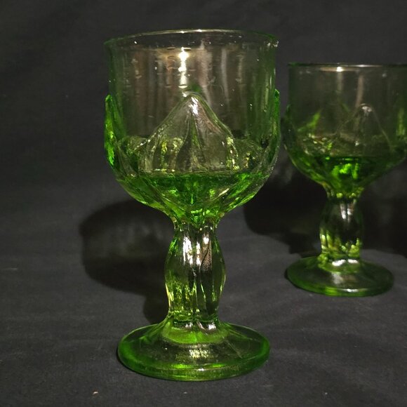 Vtg 1970's USA Franciscan Cabaret Green Glassware Water Goblet 6" (x5) - Picture 4 of 7
